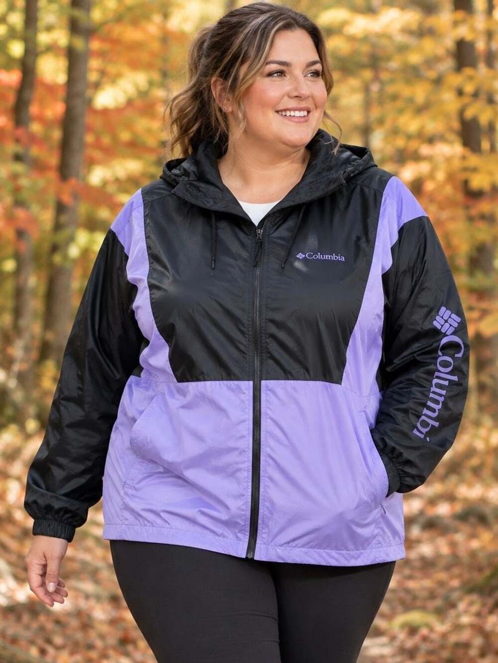 Columbia Lily Basin Windbreaker Women’s Black/Purple Jacket Size XL